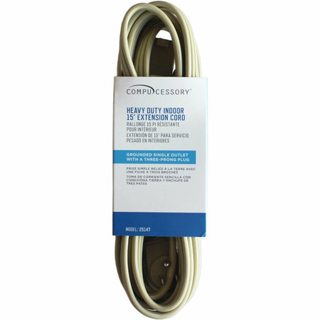Compucessory Heavy Duty Indoor Extension Cord - Reliable 14 Gauge - 15 ft Length - Power Cords & Surge Protectors