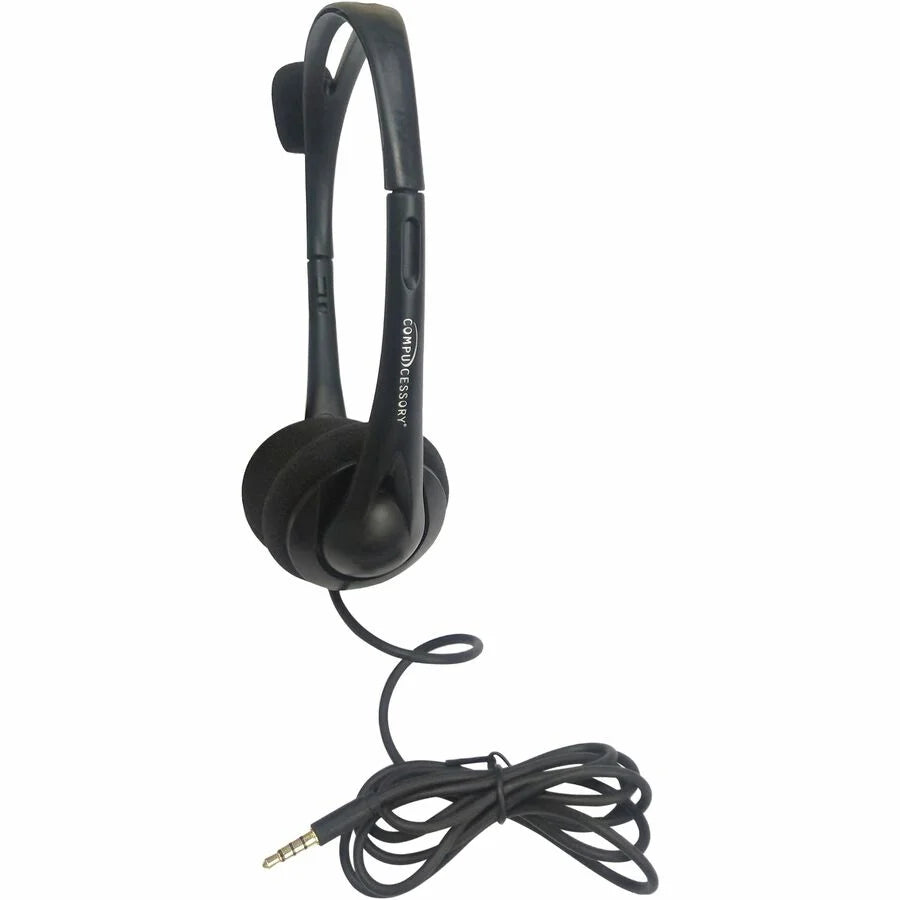 Compucessory Stereo Headphones with Mic - Lightweight Wired Headset