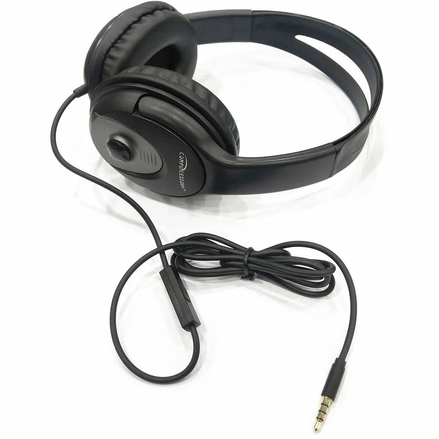 Compucessory Stereo Headset with Microphone - Wired Binaural Headphones