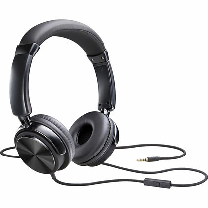 Compucessory Tangle-Free Headset with Mic - Stereo Sound Wired Black - Headphones