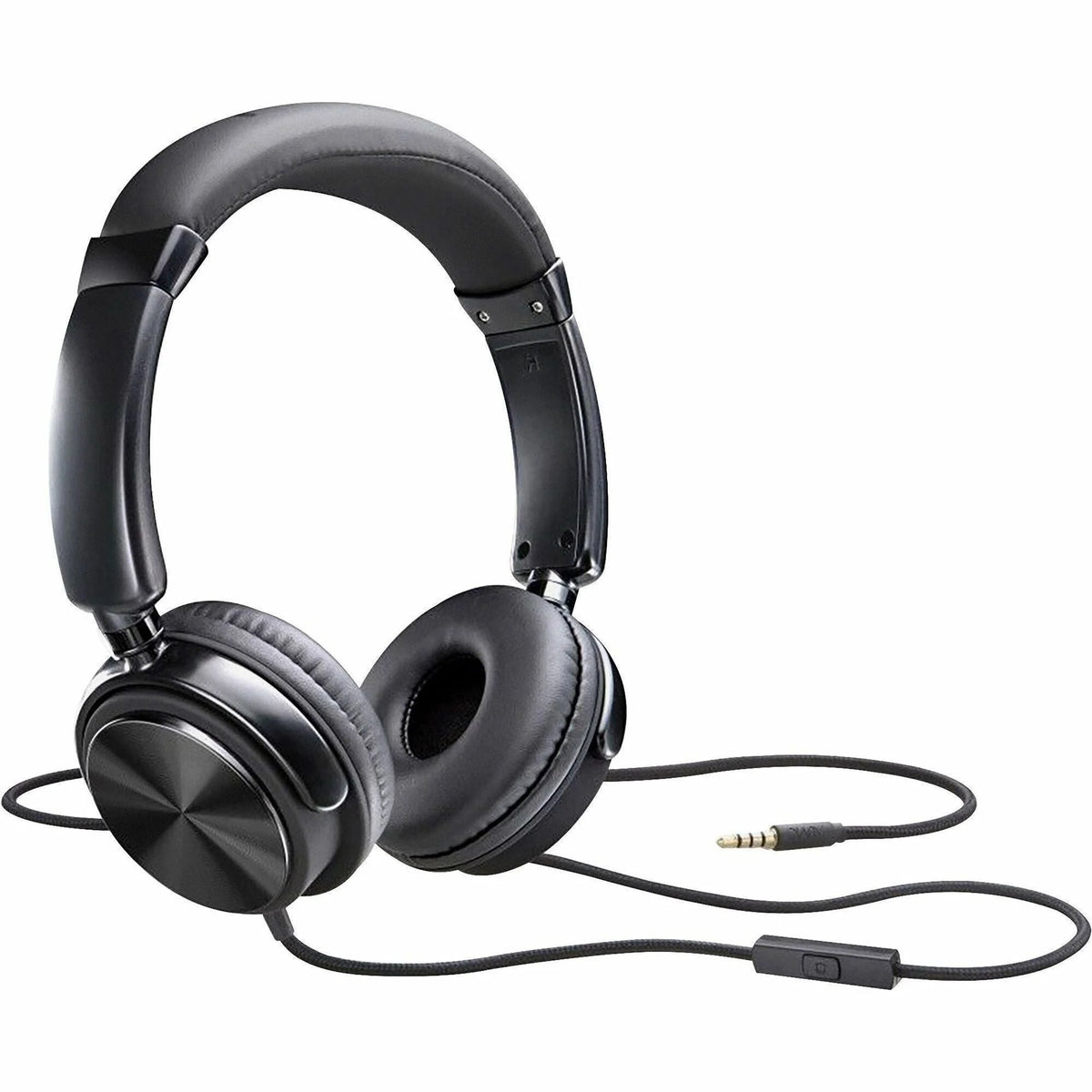 Compucessory Tangle-Free Headset with Mic - Stereo Sound Wired Black - Headphones