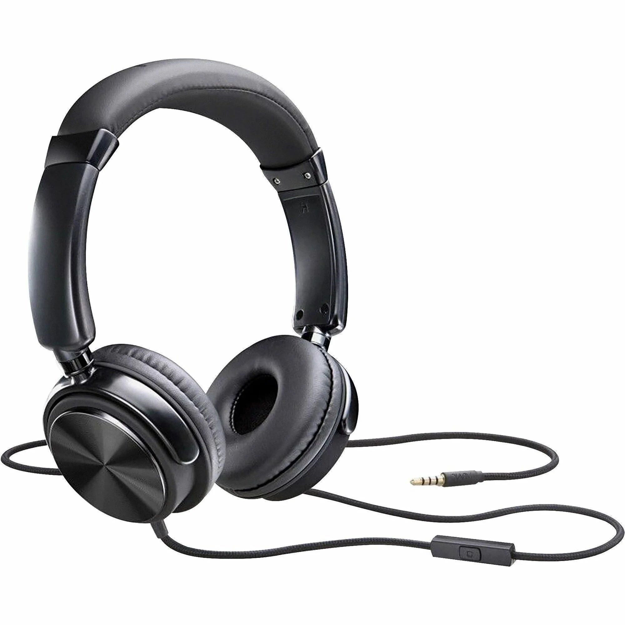Compucessory Tangle-Free Headset with Mic - Stereo Sound Wired Black - Headphones