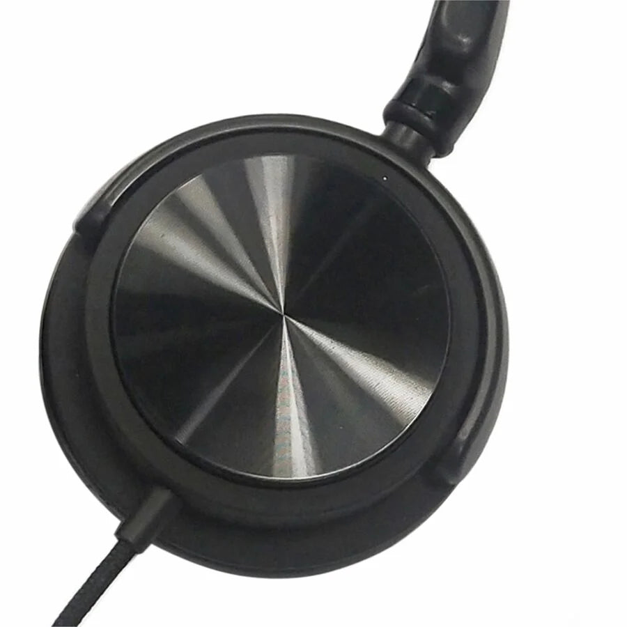 Compucessory Tangle-Free Headset with Mic - Stereo Sound Wired Black - Headphones