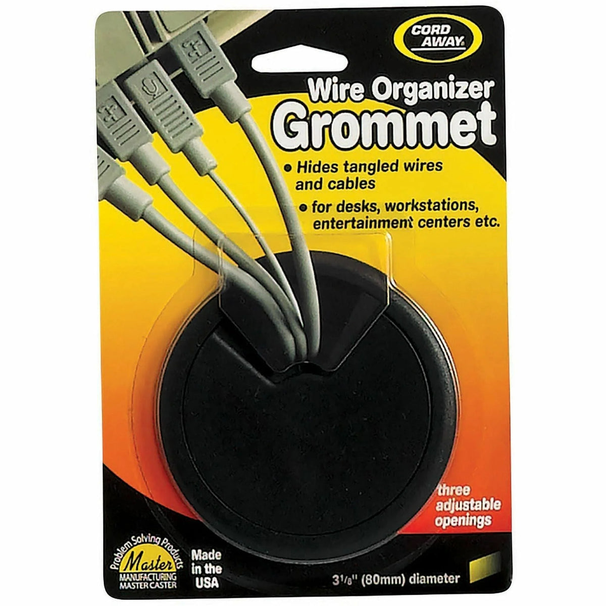 CordAway Adjustable Grommet: Black Grommet for Cable Management - Electronic Accessories