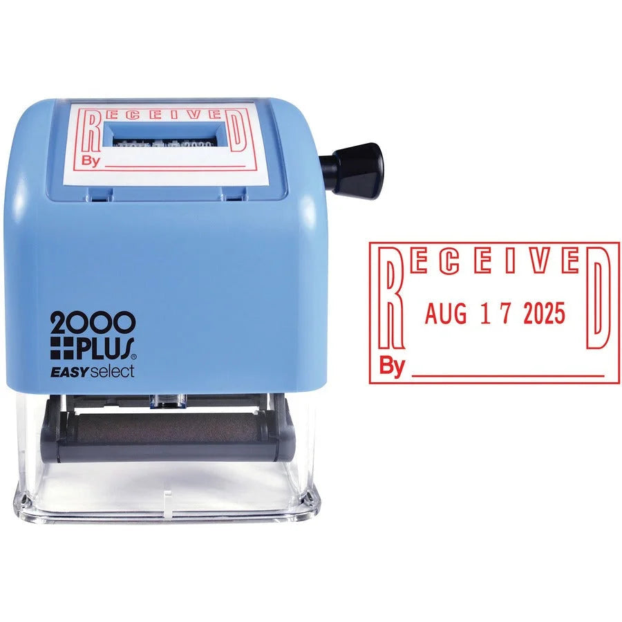 Cosco 011091/2 Easy Select Dater Stamp - RECEIVED - 1’’ x 1.81’’ - Red/Blue - Daters