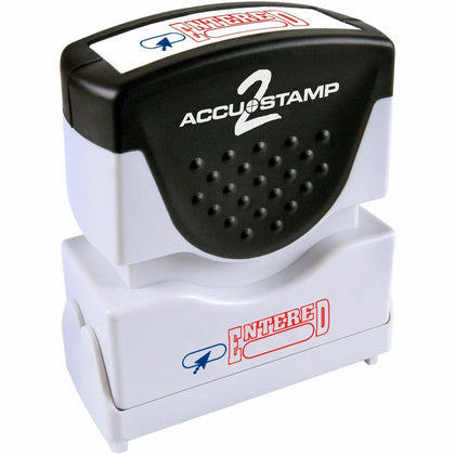 COSCO 2-color ENTERED Message Stamp: Red & Blue Rubber Stamp - Address Office Stamps