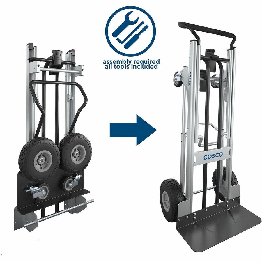 Cosco 2-in-1 Hybrid Hand Truck - 1000 lb Capacity - 4 Casters - 19.50’’ Length x Width 48’’ Height - Black - 1 Each