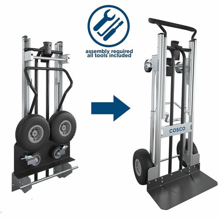 Cosco 2-in-1 Hybrid Hand Truck - 1000 lb Capacity - 4 Casters - 19.50’’ Length x Width 48’’ Height - Black - 1 Each