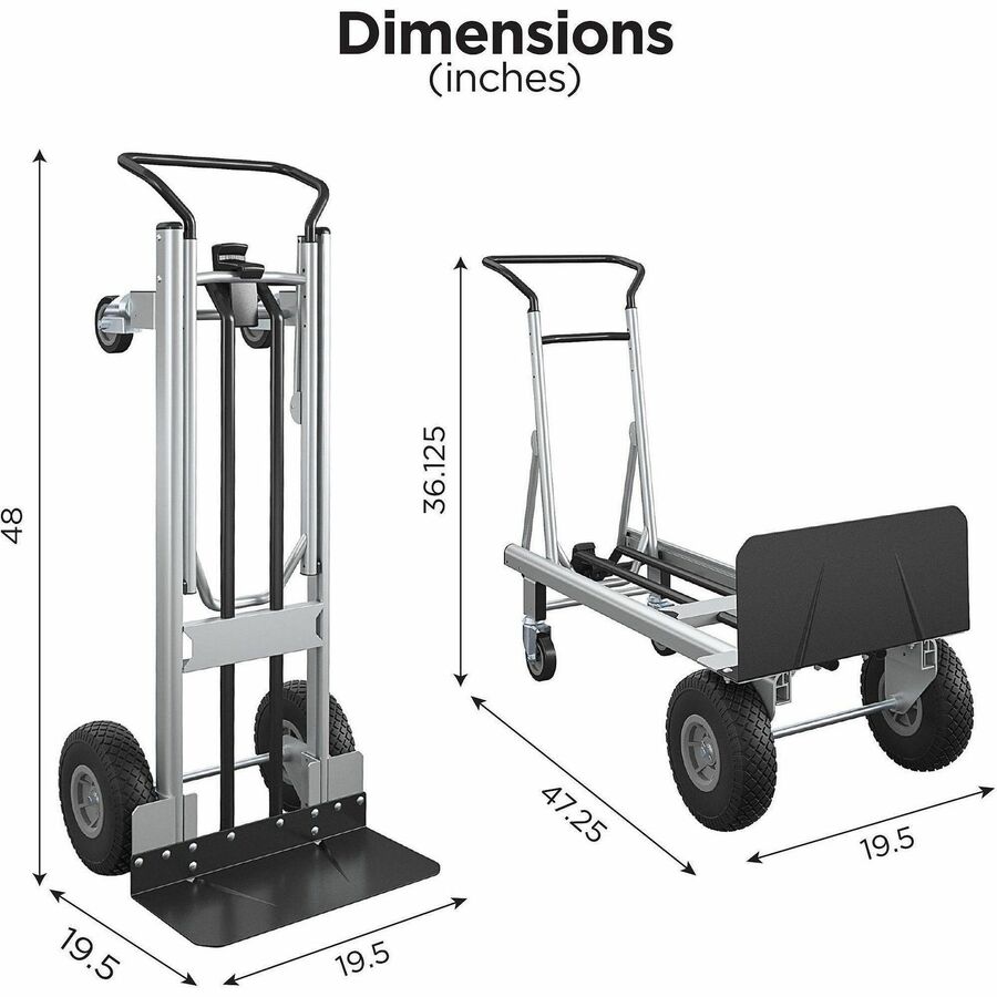 Cosco 2-in-1 Hybrid Hand Truck - 1000 lb Capacity - 4 Casters - 19.50’’ Length x Width 48’’ Height - Black - 1 Each
