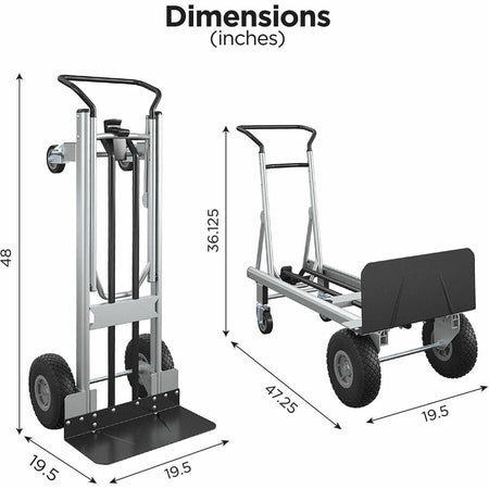 Cosco 2-in-1 Hybrid Hand Truck - 1000 lb Capacity - 4 Casters - 19.50’’ Length x Width 48’’ Height - Black - 1 Each