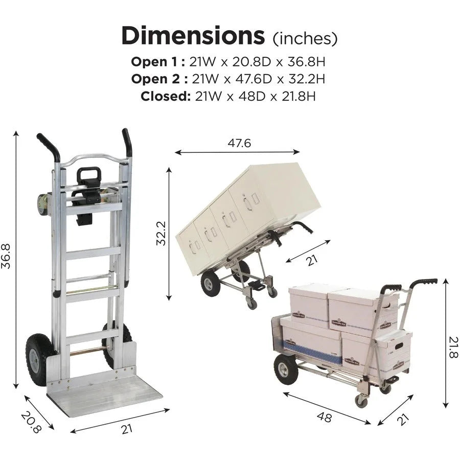 Cosco 3-in-1 Assist Series Hand Truck: 1000 lb Capacity Aluminum 4 Casters - Trucks & Dollies