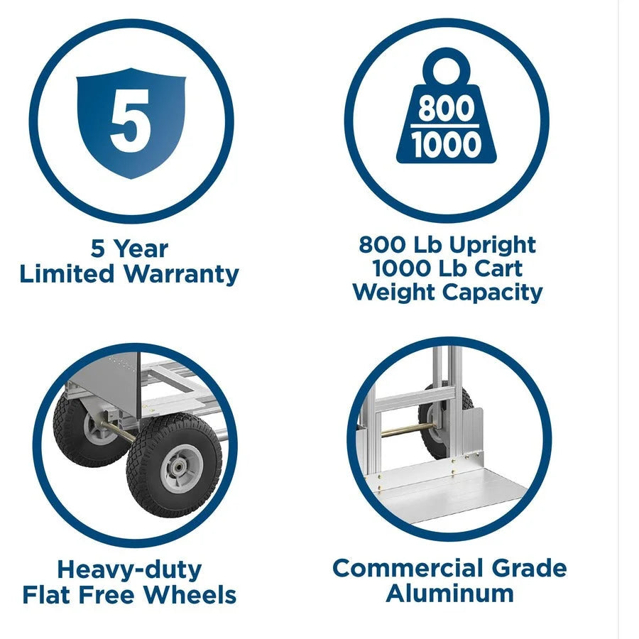 Cosco 3-in-1 Assist Series Hand Truck: 1000 lb Capacity Aluminum 4 Casters - Trucks & Dollies