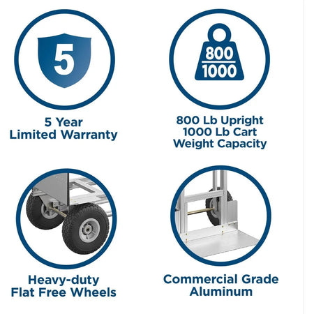 Cosco 3-in-1 Assist Series Hand Truck: 1000 lb Capacity Aluminum 4 Casters - Trucks & Dollies