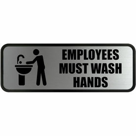 COSCO Employee Wash Hands Sign: ’Employees Must Hands’ - 9x3’’ Metal Sign - Safety Signs