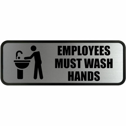 COSCO Employee Wash Hands Sign: ’Employees Must Hands’ - 9x3’’ Metal Sign - Safety Signs