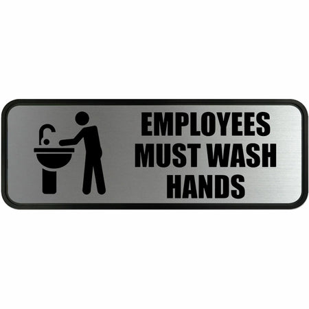 COSCO Employee Wash Hands Sign: ’Employees Must Hands’ - 9x3’’ Metal Sign - Safety Signs
