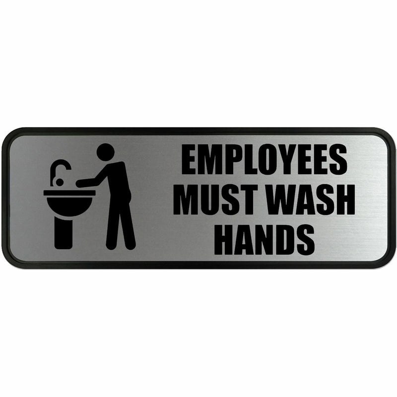COSCO Employee Wash Hands Sign: ’Employees Must Hands’ - 9x3’’ Metal Sign - Safety Signs