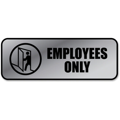 COSCO ’Employees Only’ Sign - 9x3’’ Rectangular Metal for Office - Signs & Nameplates