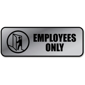 COSCO ’Employees Only’ Sign - 9x3’’ Rectangular Metal for Office - Signs & Nameplates
