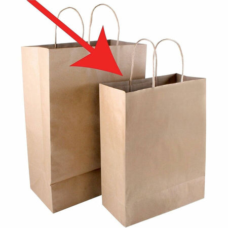 COSCO Premium Large Brown Paper Shopping Bags - 13’’ Length x 10’’ Width - Kraft - 50 / Box