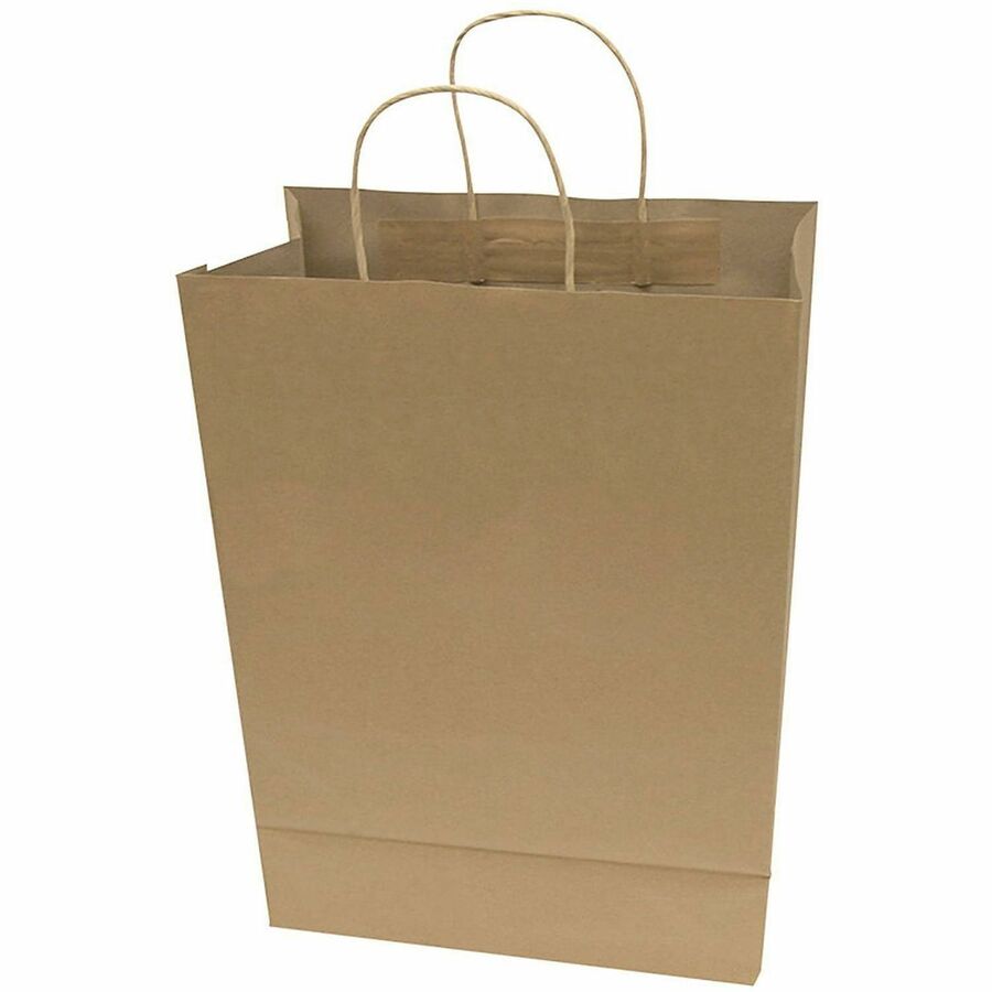 COSCO Premium Large Brown Paper Shopping Bags - 13’’ Length x 10’’ Width - Kraft - 50 / Box