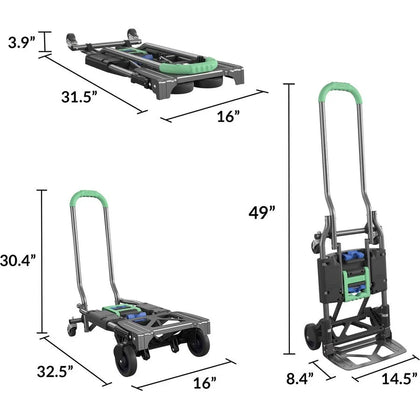 Cosco Shifter Hand Truck & Cart: 300 lb Capacity Steel 4 Casters - Trucks Dollies