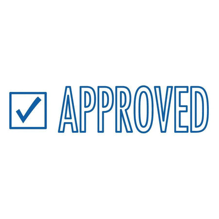 COSCO Shutter Stamp: APPROVED Message Stamp 0.50’’ Width 20000 Impressions Blue - Address & Office Stamps