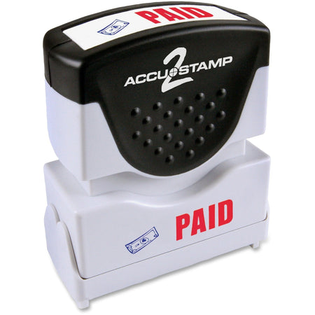 COSCO Shutter Stamp: PAID Message Stamp - 0.50’’ Width - Red/Blue - Rubber/Plastic - Address & Office Stamps