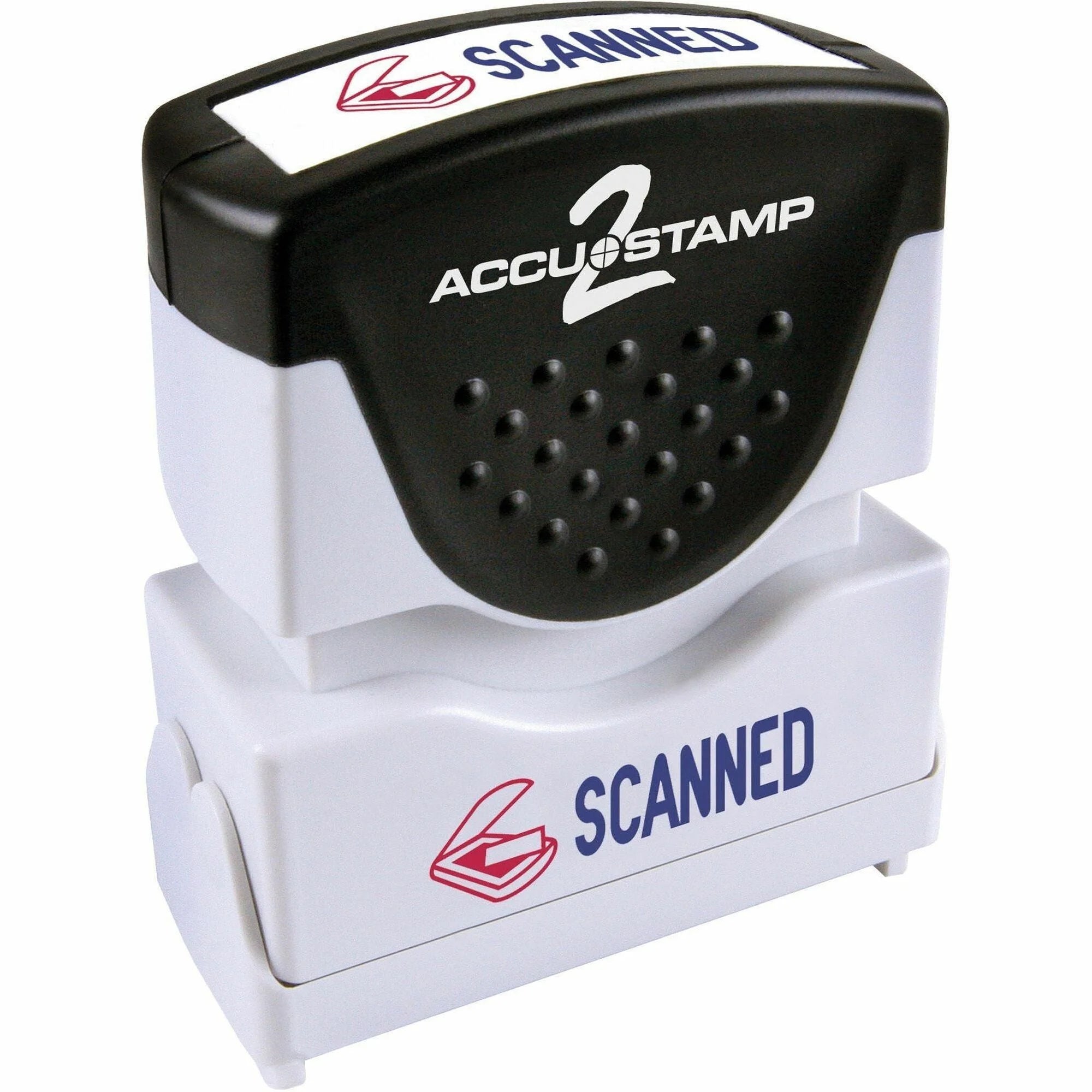 COSCO Shutter Stamp: SCANNED Message Stamp 0.50’’ Width - Blue/Red - Rubber/Plastic - Address & Office Stamps