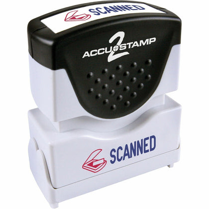 COSCO Shutter Stamp: SCANNED Message Stamp 0.50’’ Width - Blue/Red - Rubber/Plastic - Address & Office Stamps