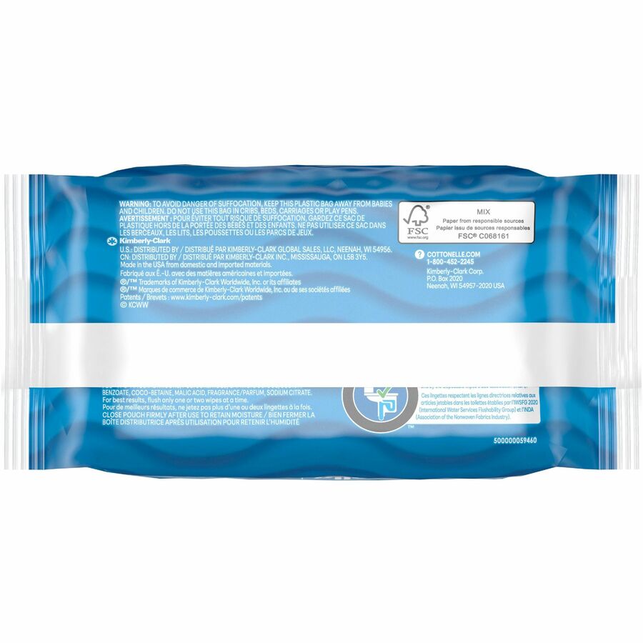 Cottonelle Flushable Wipes - 7.25’’ Length - CleaningRipples Texture - White - FiberPacket - 42/Packet - 4 / Pack