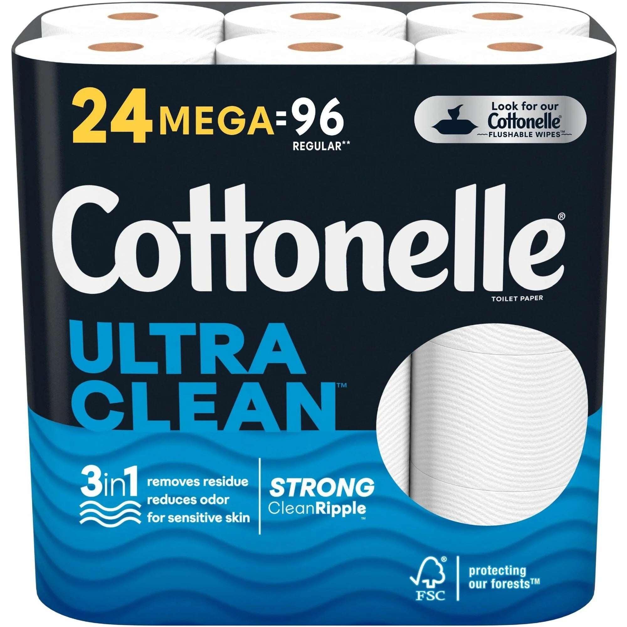 Cottonelle Ultra Clean Toilet Paper 312 Sheets/Roll White 2 / Carton 1 Ply CleaningRipples texture Fiber (KCC54161CT)