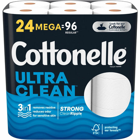 Cottonelle Ultra Clean Toilet Paper 312 Sheets/Roll White 2 / Carton 1 Ply CleaningRipples texture Fiber (KCC54161CT)