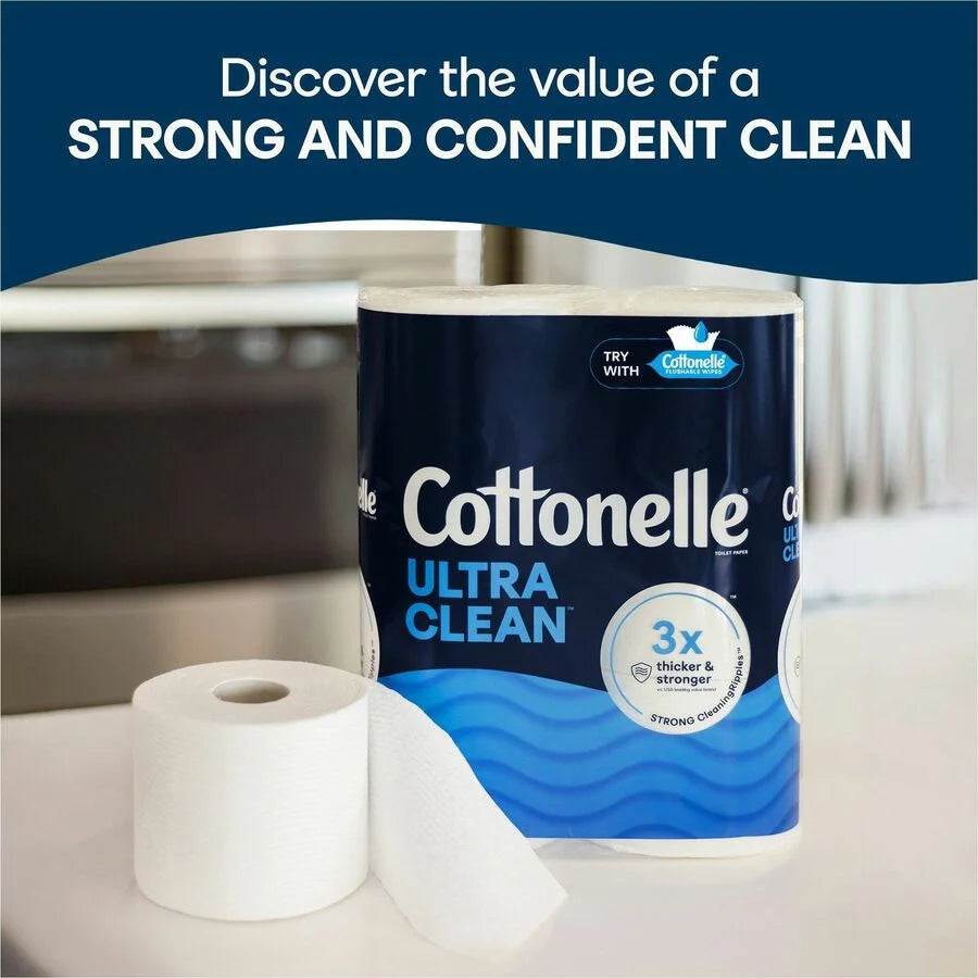 Cottonelle Ultra Clean Toilet Paper: 1-Ply White Paper 12-Pack - Bathroom Tissue