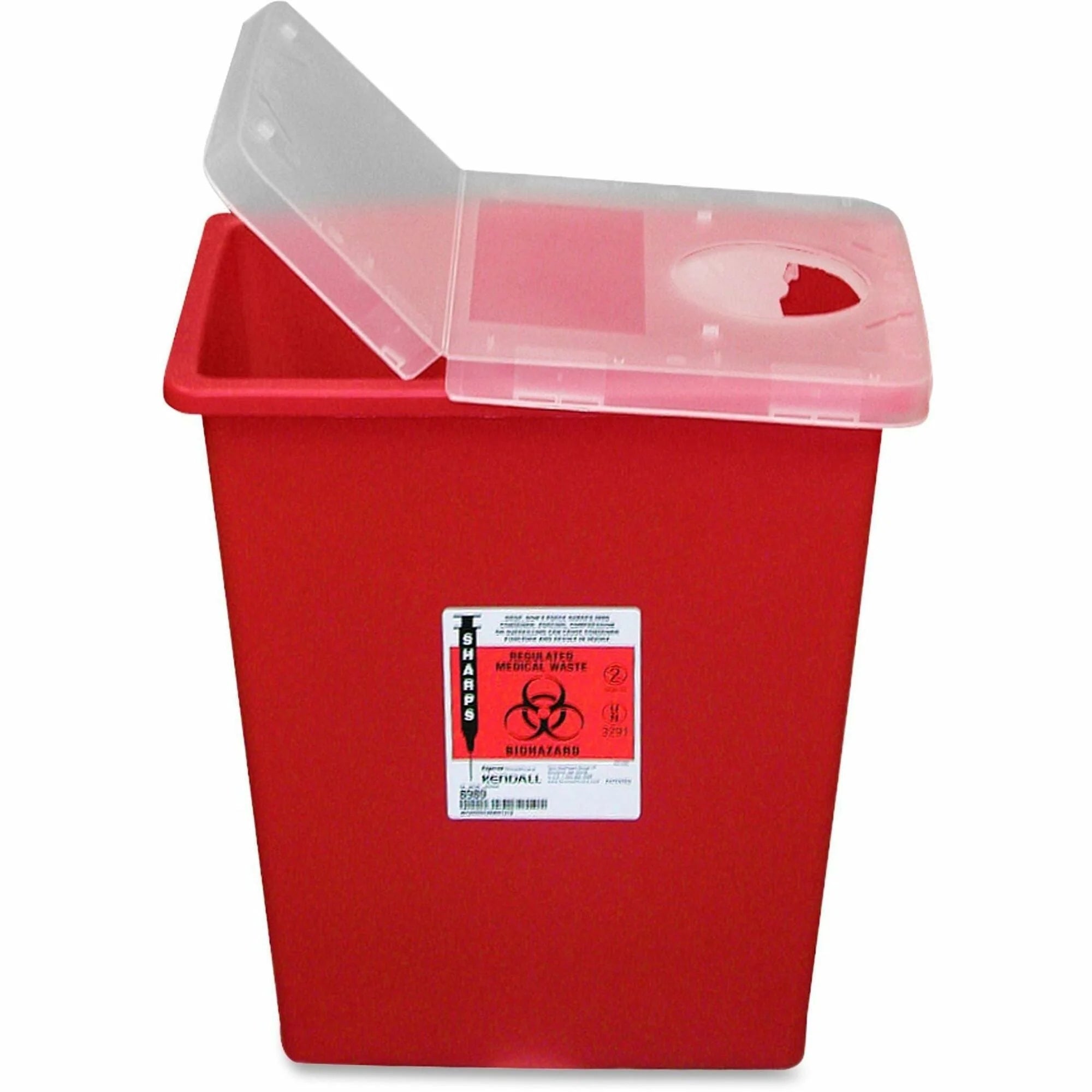 Covidien Kendall Sharps Container: 8 gal Hinged Lid - Red - 17.5’’H x 15.5’’W 11’’D - Medical Waste Bags & Containers