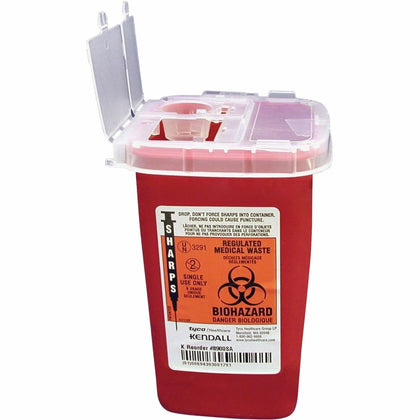 Covidien Sharps Medical Waste Container - 1 Quart Capacity - Red - Bags & Containers