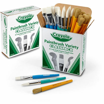 Crayola 3-Tip Paintbrush Variety Classpack - 36 Brushes - Paint Accessories