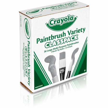 Crayola 3-Tip Paintbrush Variety Classpack - 36 Brushes - Paint Accessories