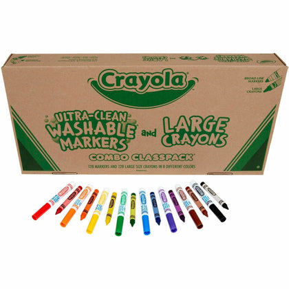 Crayola 8-Color Combo Classpack: Crayons & Markers - Non-toxic Washable - 256/Box