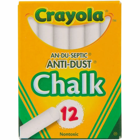 Crayola Anti-Dust Chalk: White Non-toxic - 12/Box - Chalks