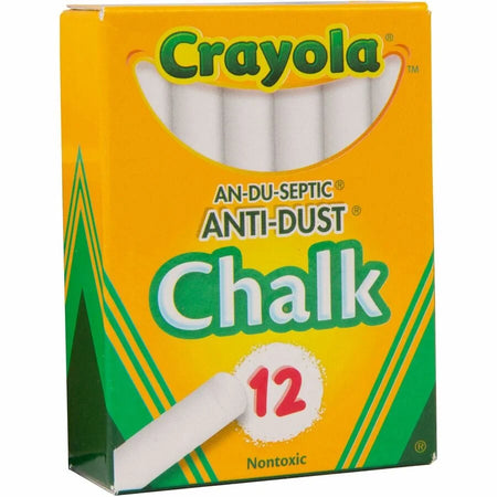 Crayola Anti-Dust Chalk: White Non-toxic - 12/Box - Chalks