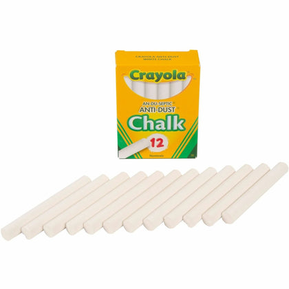 Crayola Anti-Dust Chalk: White Non-toxic - 12/Box - Chalks