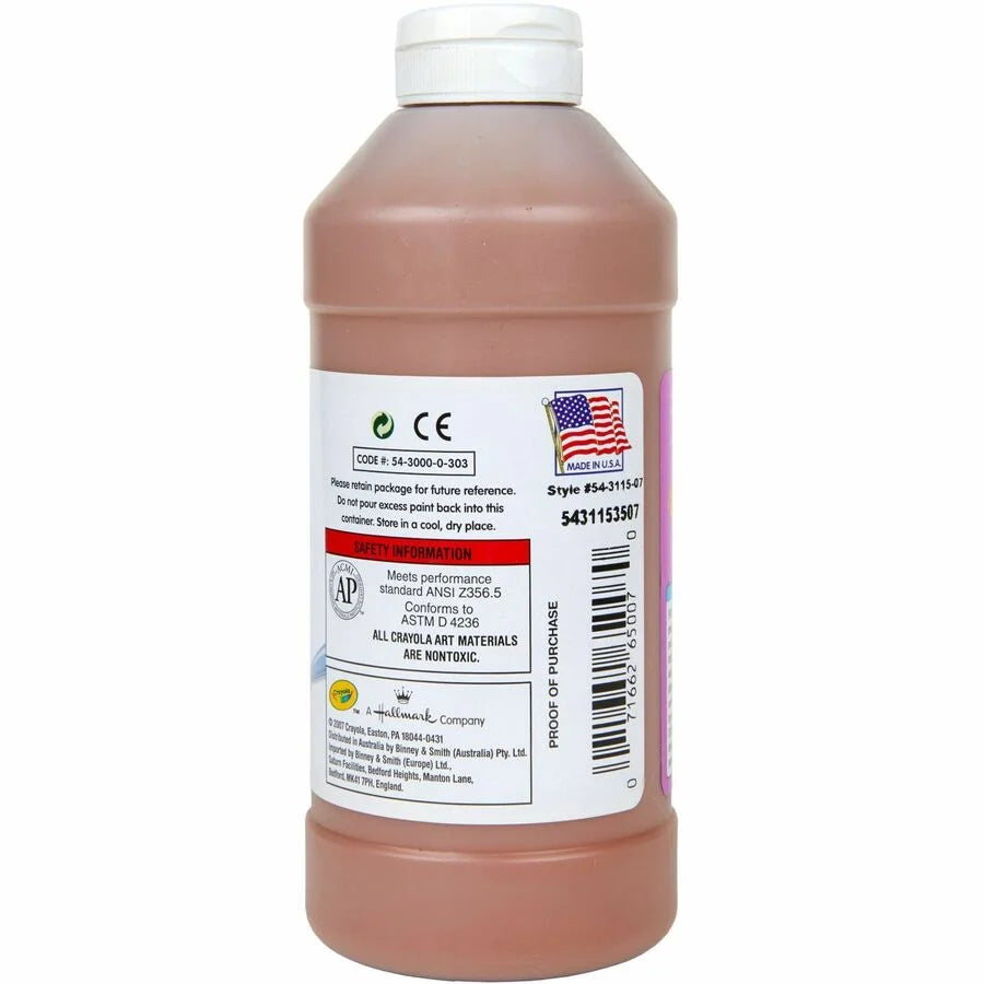 Crayola Artista II Brown Washable Tempera Paint - 16 oz - 1 Each
