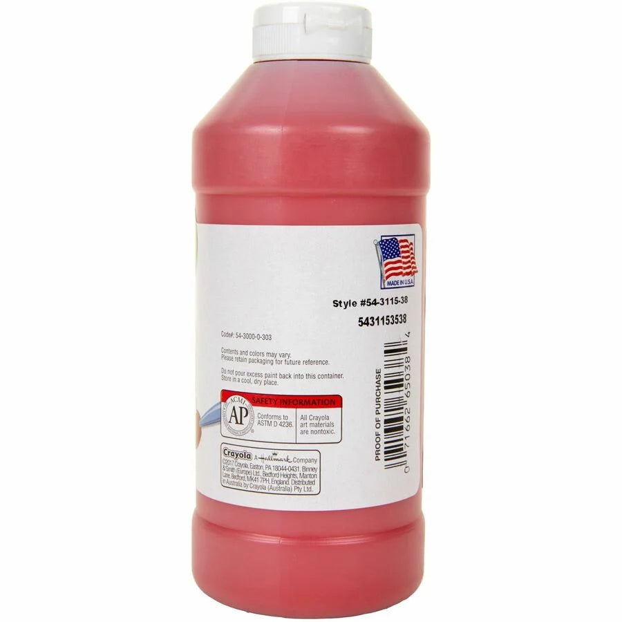 Crayola Artista II Red Washable Tempera Paint - 16 oz - 1 Each