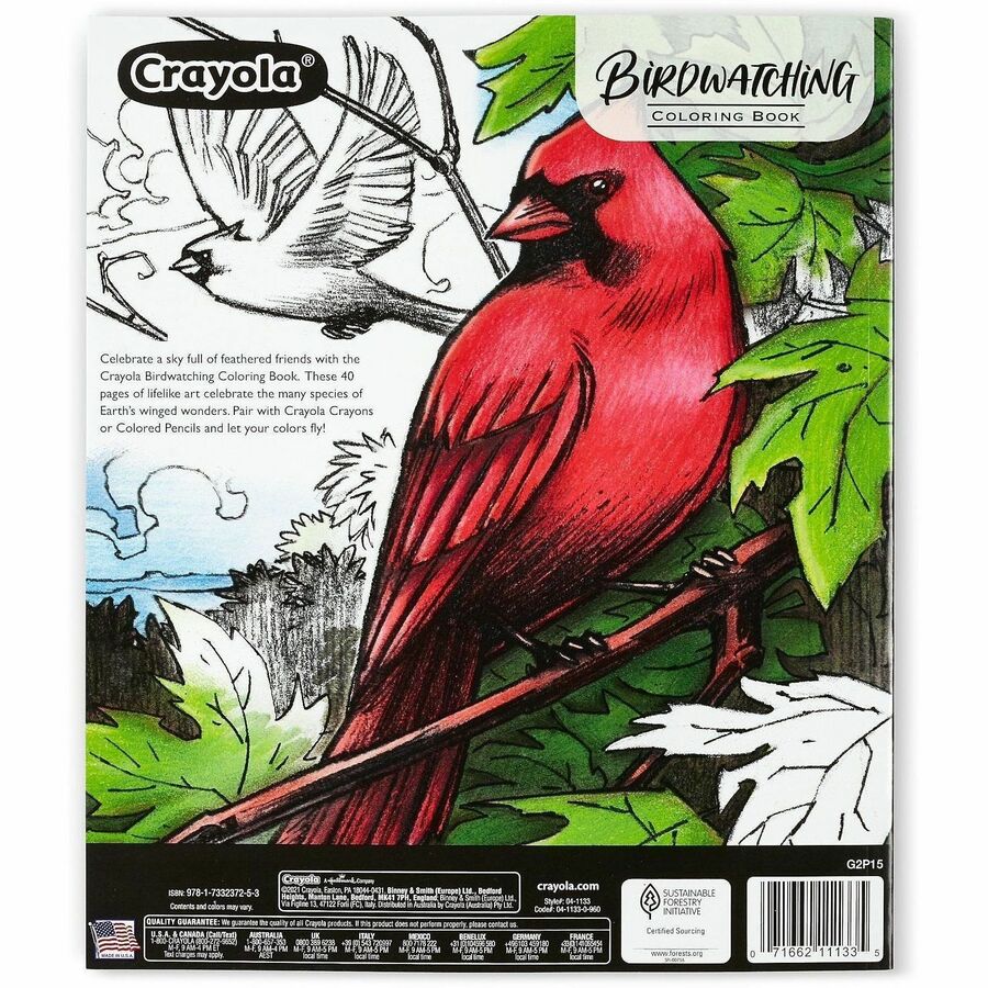 Crayola Bird Watching Coloring Book Printed Book - Rear