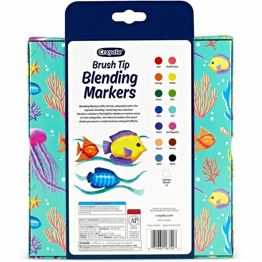 Crayola Blending Markers: Brush Tip Multi Ink - 16 Pack - Art Markers