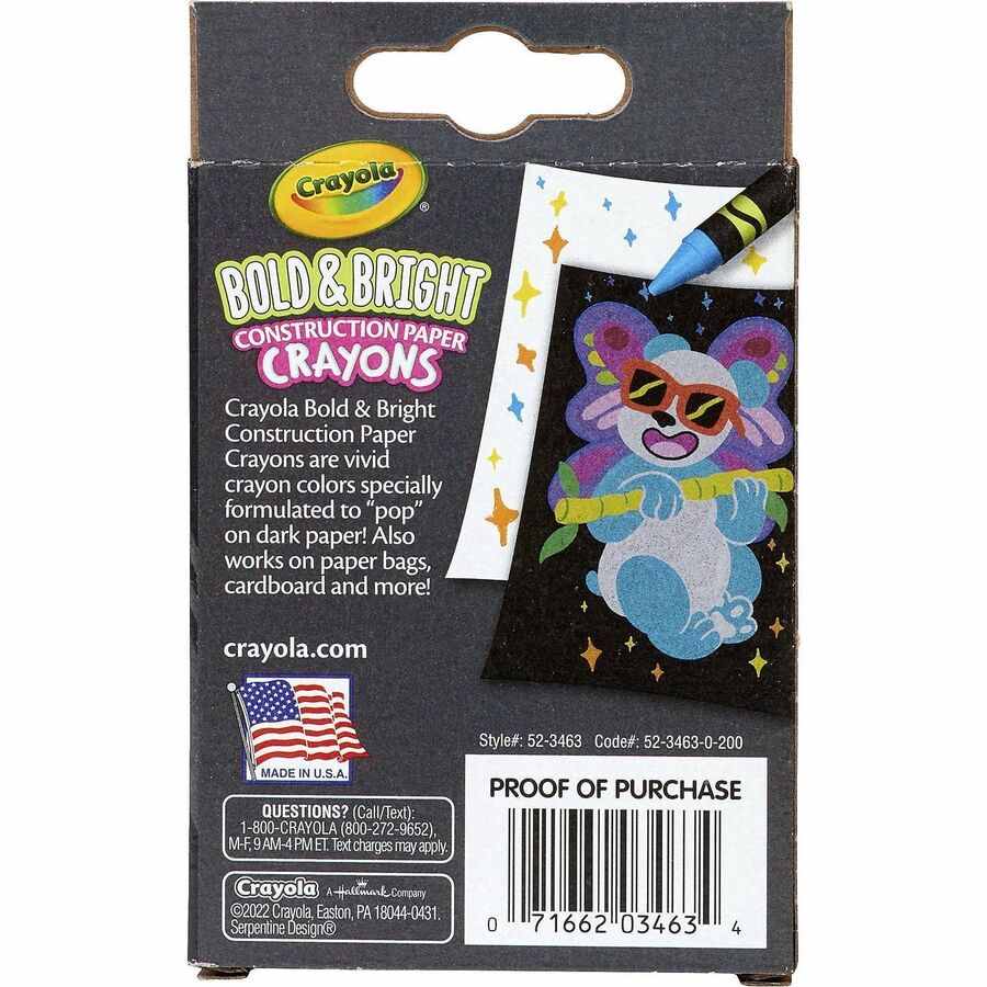 Crayola Bold & Bright Construction Paper Crayons, 24 Count - Rear