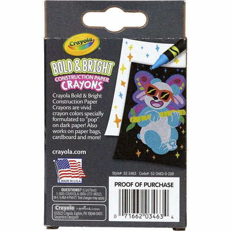 Crayola Bold & Bright Construction Paper Crayons, 24 Count - Rear