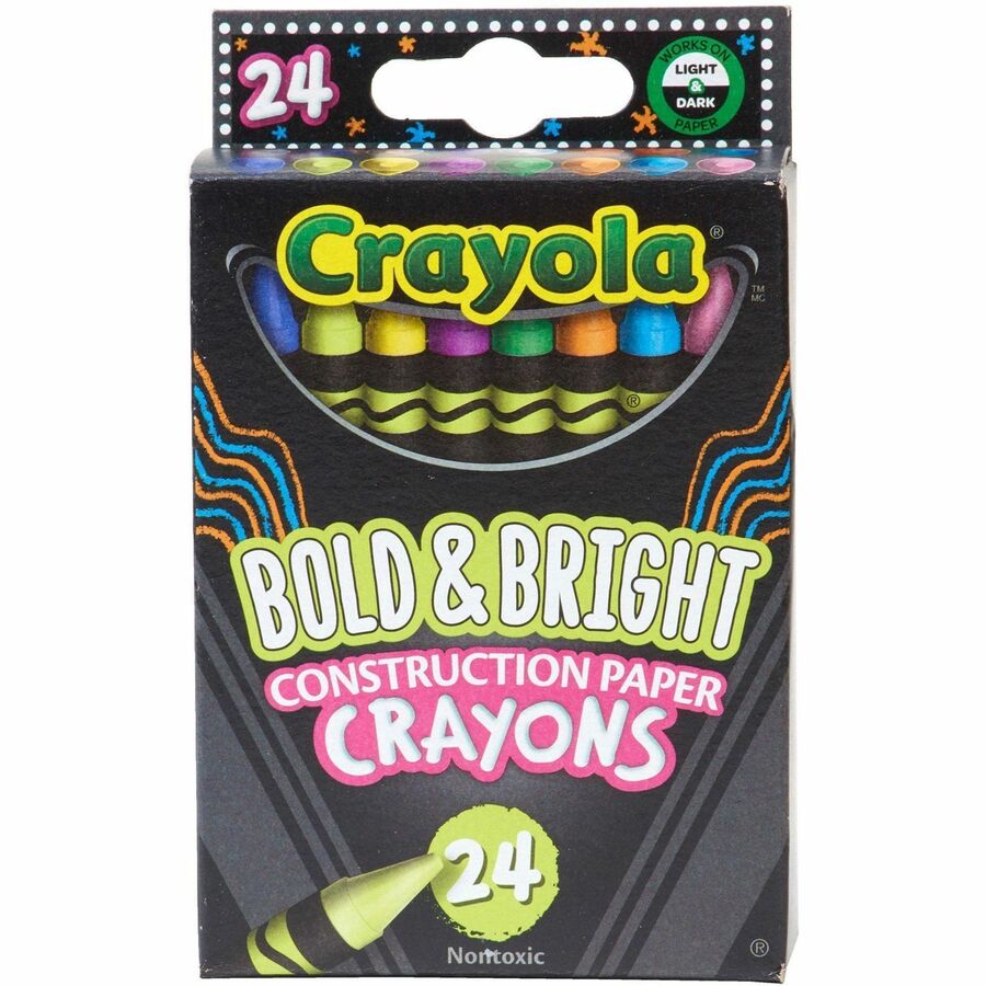 Crayola Bold & Bright Construction Paper Crayons, 24 Count - Front