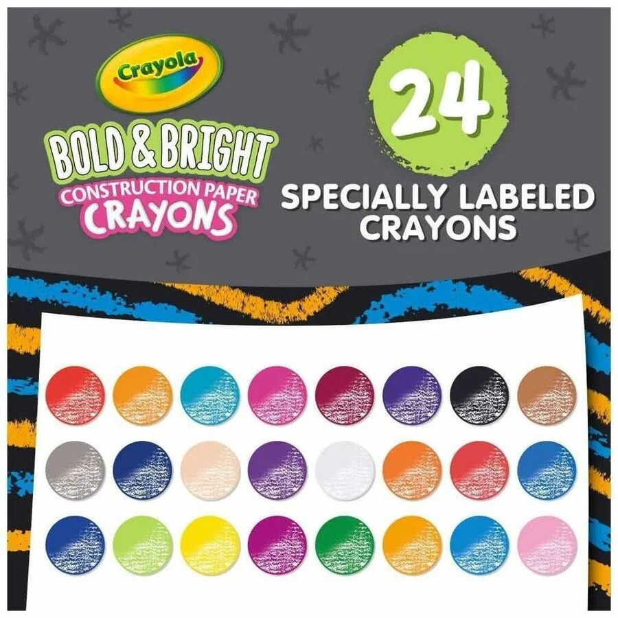 Crayola Bold & Bright Construction Paper Crayons - 24 Count Pack
